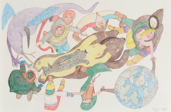 <span class='caption-artist'>Shuvinai Ashoona</span>, <span class='caption-title'>Composition (People, Animals and World Holding Hands)</span>, <span class='caption-year'>2008</span>
