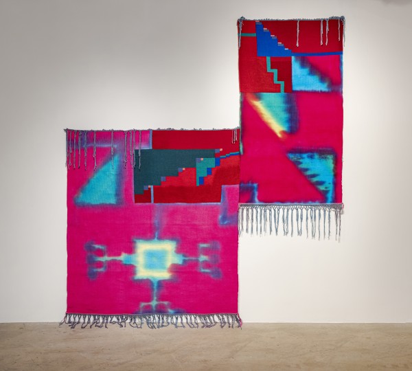 Miruna Drăgan Visitation, VII & VIII, 2023. Infinitely expandable rugs, Fibonacci tree of life, wool and over-dyed cotton on indigo-dyed warp. Courtesy of the artist.