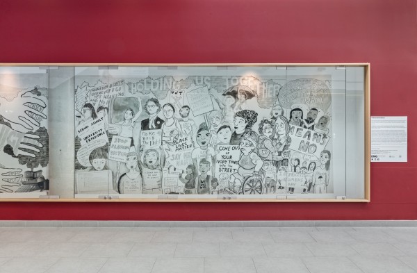 <span class='caption-artist'>FAG Feminist Art Gallery (Deirdre Logue, Allyson Mitchell, Mandi Gray, Morgan Sea, and Heidi Cho)</span>, <span class='caption-title'>#SilenceisViolence</span>, <span class='caption-year'>2017</span>, <span class='caption-medium'>Installation view (right)</span>