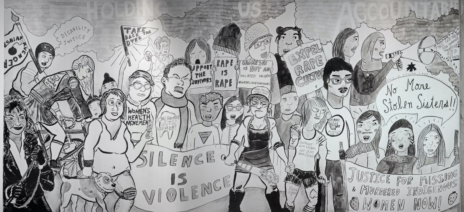 <span class='caption-artist'>FAG Feminist Art Gallery (Deirdre Logue, Allyson Mitchell, Mandi Gray, Morgan Sea, and Heidi Cho)</span>, <span class='caption-title'>#SilenceisViolence</span>, <span class='caption-year'>2017</span>, <span class='caption-medium'>Installation detail</span>